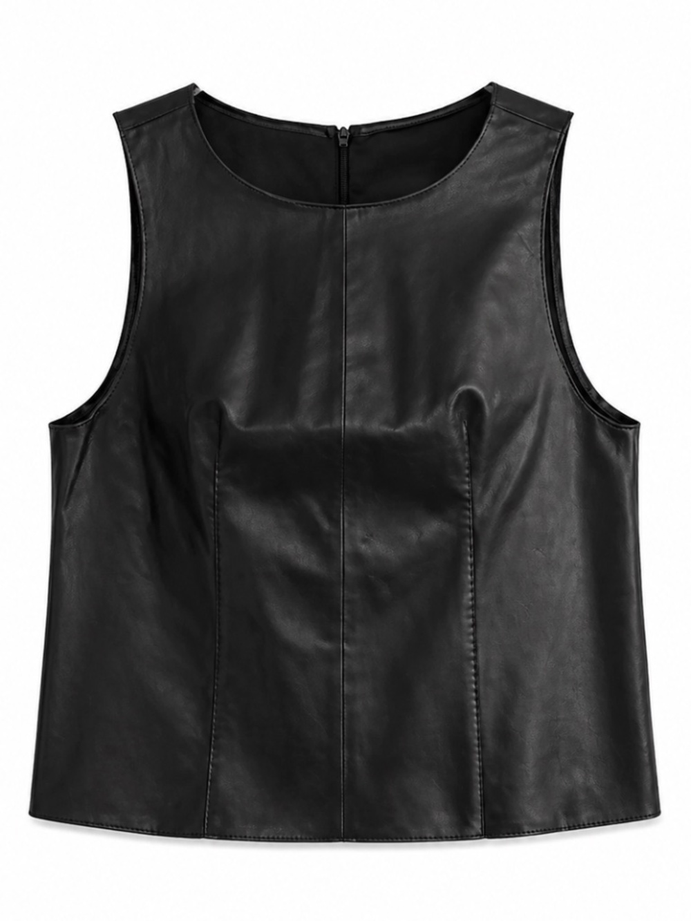H&M Edition Black Faux Leather High Neck Structured Top – Size Small NWT